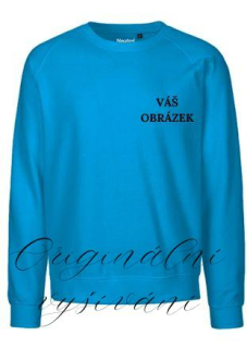 Unisex modrá mikina s výšivkou na přání - Organická bavlna, Oeko-Tex 100